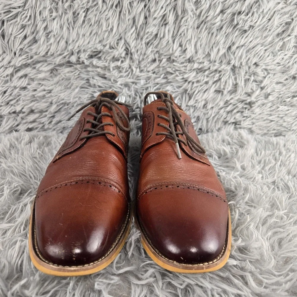 Stacy Adams Cap Toe Oxford Mens 10.5M Brown Leather Brogue Dress Shoes 25068-221